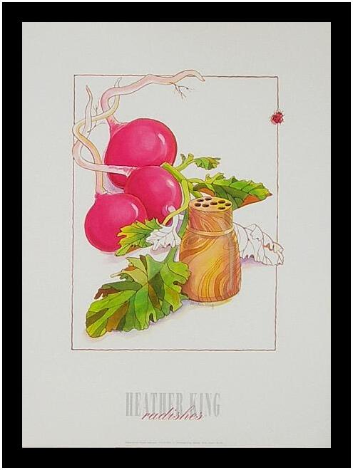 Heather King poster art print picture in aluminium frame radishes 40x30cm new - Picture 1 of 1