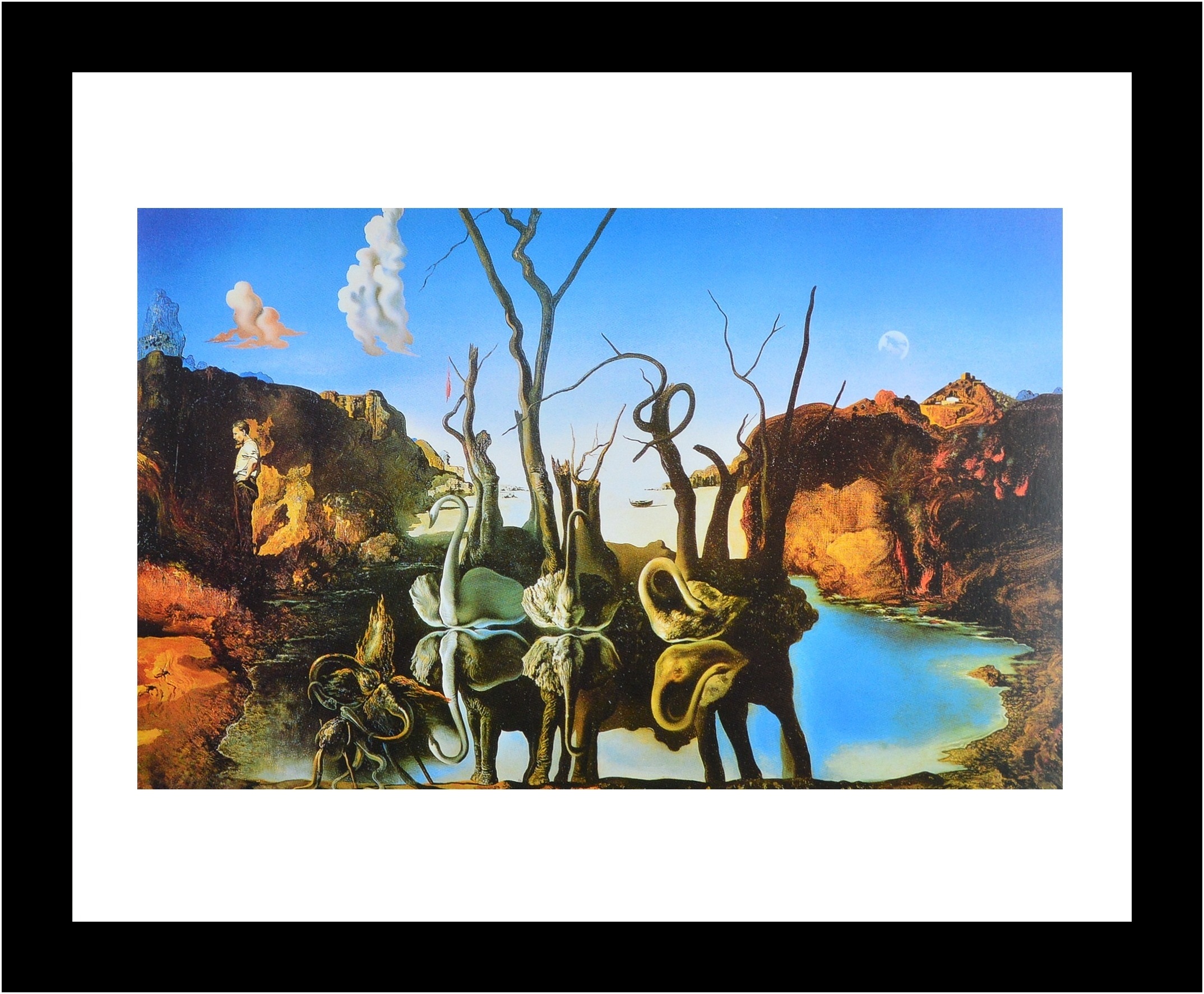 Salvador Dali Poster Kunstdruck im Rahmen Swan Reflecting Elephants 24x30cm Neu - Bild 1 von 1