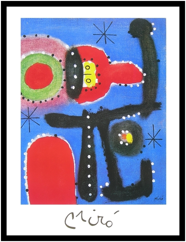 Joan Miro plakat druk artystyczny obraz w aluminiowej ramce peinture 80x60cm niemieckie plakaty - Zdjęcie 1 z 1