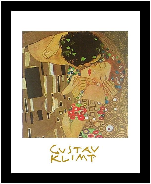 Gustav Klimt Poster Kunstdruck Bild im Alu Rahmen Der Kuss 30x24cm Neu - Bild 1 von 1
