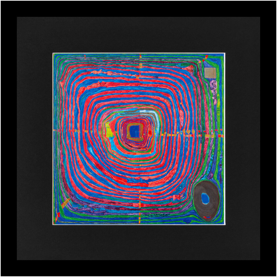 Hundertwasser Poster Kunstdruck Bild im Alu Rahmen Der grosse Weg 30x30cm Neu - Afbeelding 1 van 1